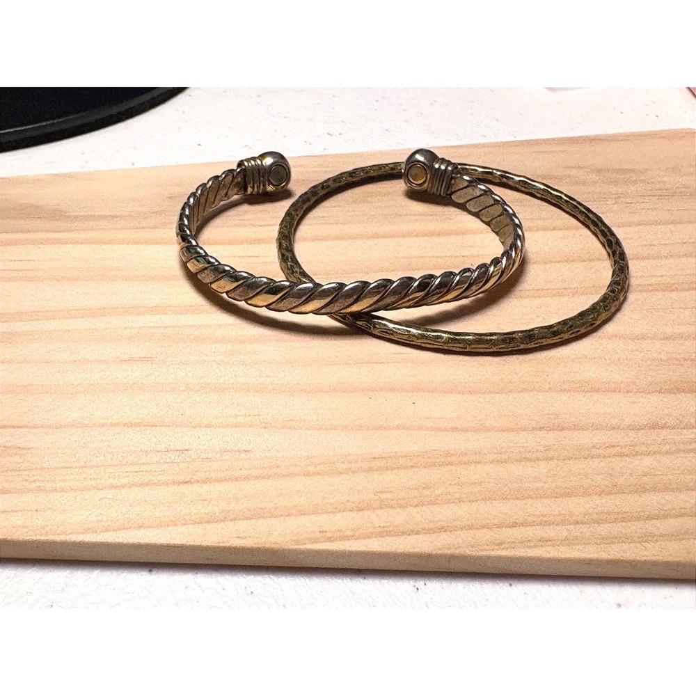 Bracelet Set Women's OS Gold Silver Good Twisted Cable Hammered Bangle